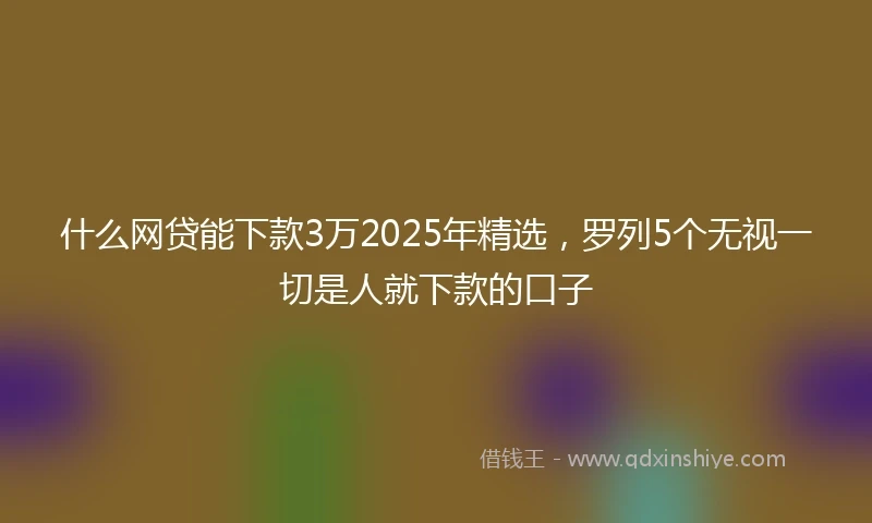 什么网贷能下款3万2025年精选，罗列5个无视一切是人就下款的口子