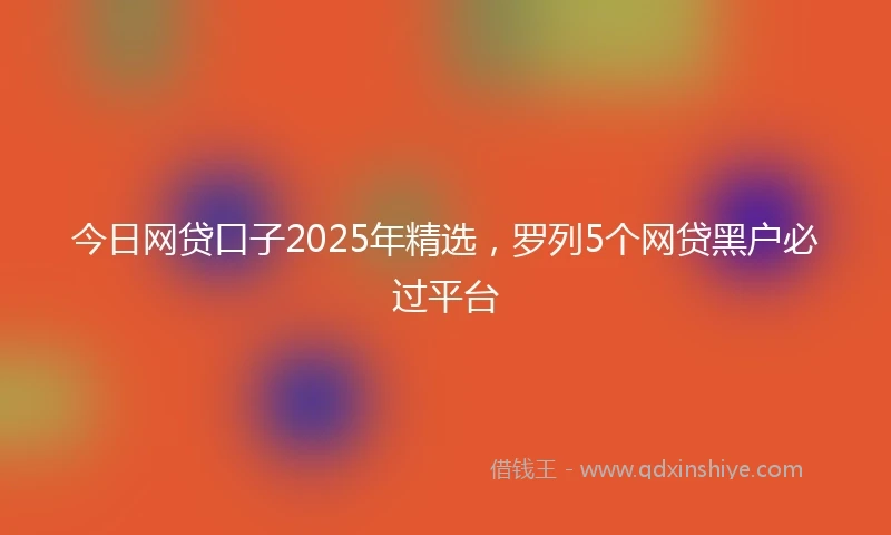 今日网贷口子2025年精选，罗列5个网贷黑户必过平台