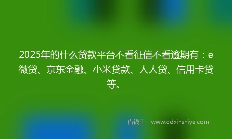 2025年的什么贷款平台不看征信不看逾期有：e微贷、京东金融、小米贷款、人人贷、信用卡贷等。