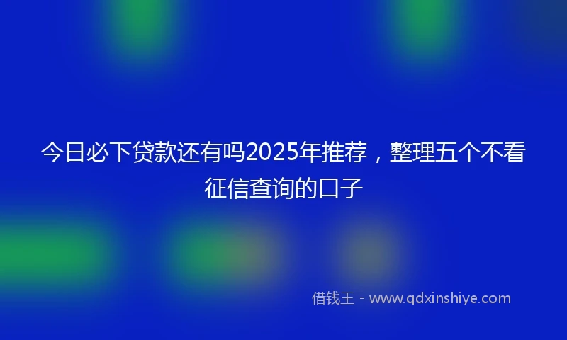今日必下贷款还有吗2025年推荐，整理五个不看征信查询的口子