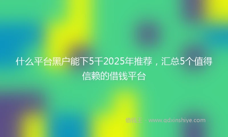 什么平台黑户能下5千2025年推荐，汇总5个值得信赖的借钱平台