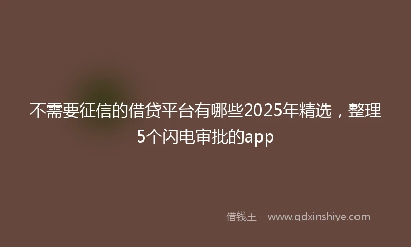 不需要征信的借贷平台有哪些2025年精选，整理5个闪电审批的app