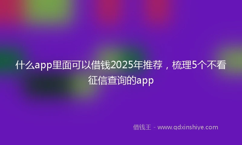 什么app里面可以借钱2025年推荐，梳理5个不看征信查询的app