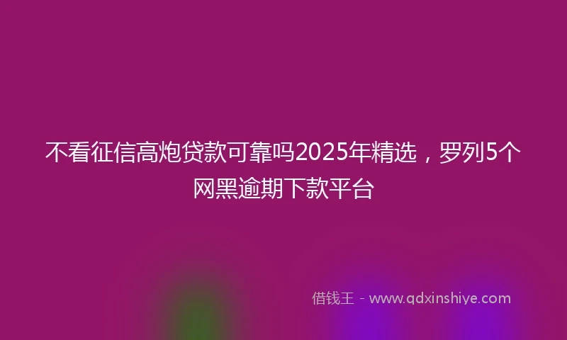 不看征信高炮贷款可靠吗2025年精选，罗列5个网黑逾期下款平台