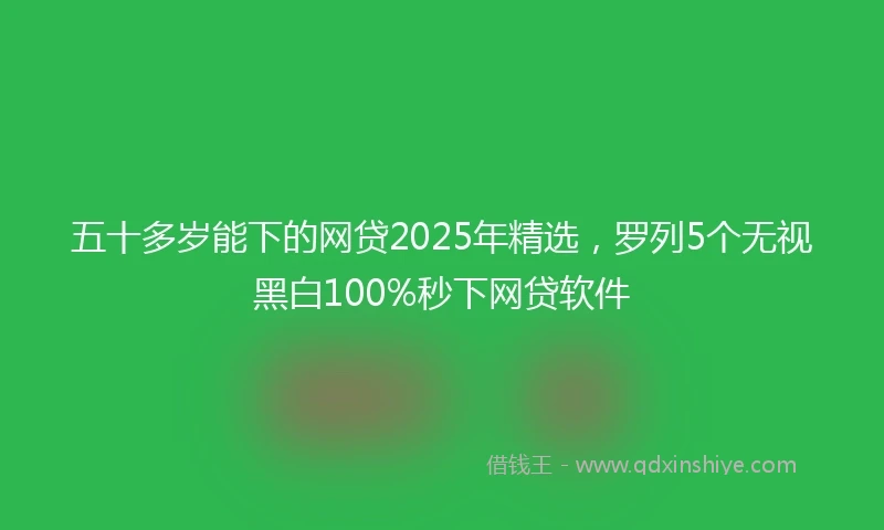 五十多岁能下的网贷2025年精选，罗列5个无视黑白100%秒下网贷软件
