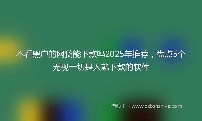 不看黑户的网贷能下款吗2025年推荐，盘点5个无视一切是人就下款的软件