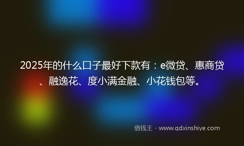 2025年的什么口子最好下款有：e微贷、惠商贷、融逸花、度小满金融、小花钱包等。