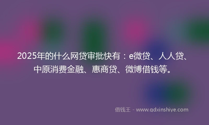 2025年的什么网贷审批快有：e微贷、人人贷、中原消费金融、惠商贷、微博借钱等。