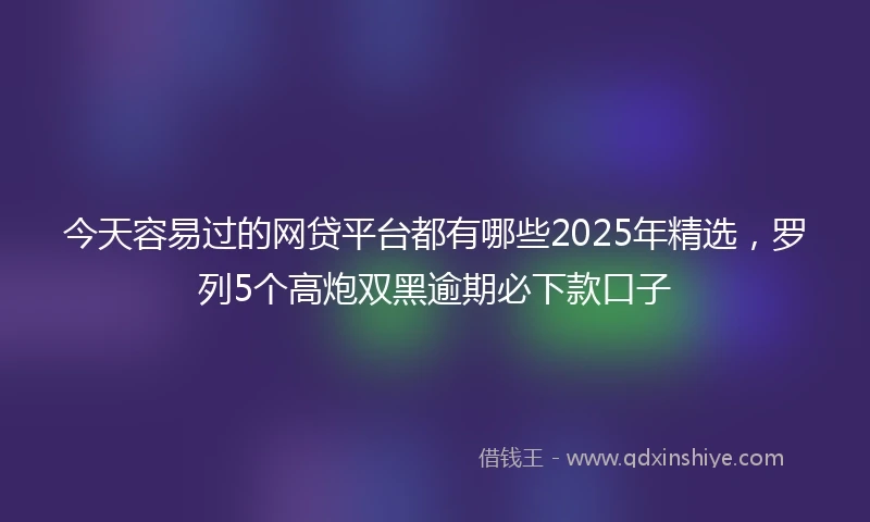 今天容易过的网贷平台都有哪些2025年精选，罗列5个高炮双黑逾期必下款口子