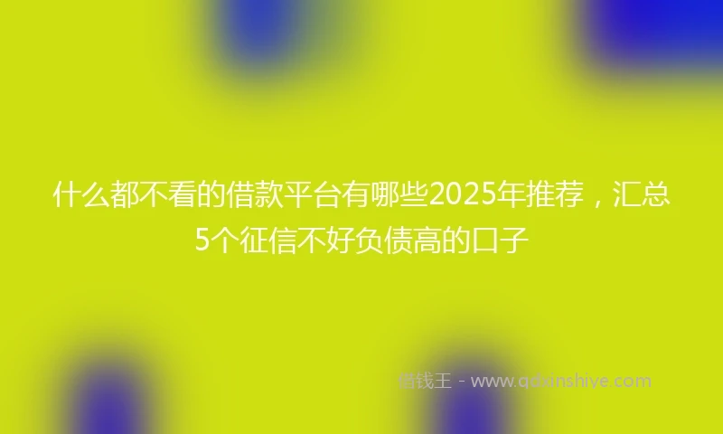 什么都不看的借款平台有哪些2025年推荐，汇总5个征信不好负债高的口子