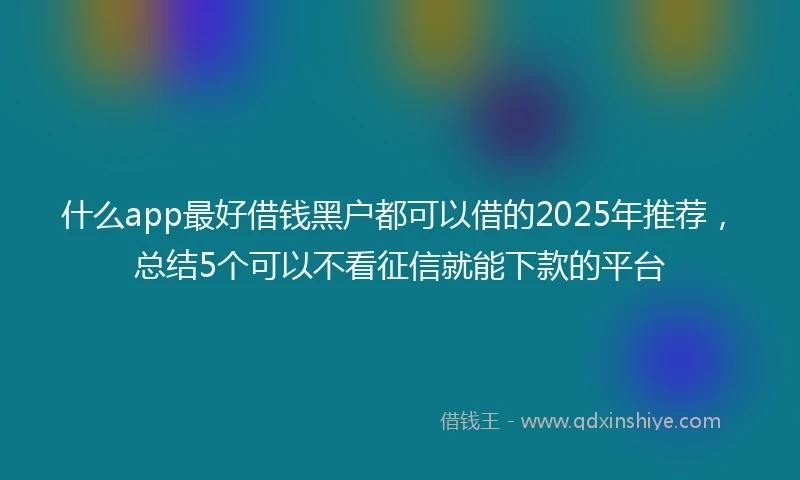 什么app最好借钱黑户都可以借的2025年推荐，总结5个可以不看征信就能下款的平台