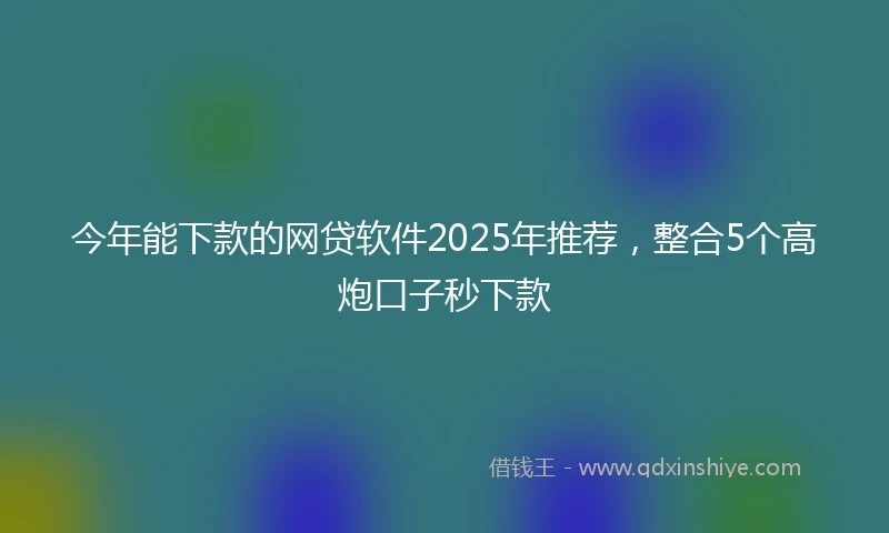 今年能下款的网贷软件2025年推荐，整合5个高炮口子秒下款
