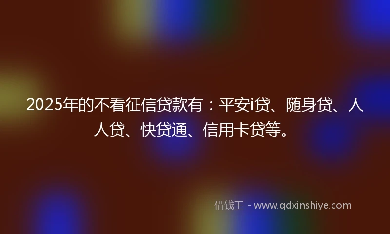 2025年的不看征信贷款有：平安i贷、随身贷、人人贷、快贷通、信用卡贷等。