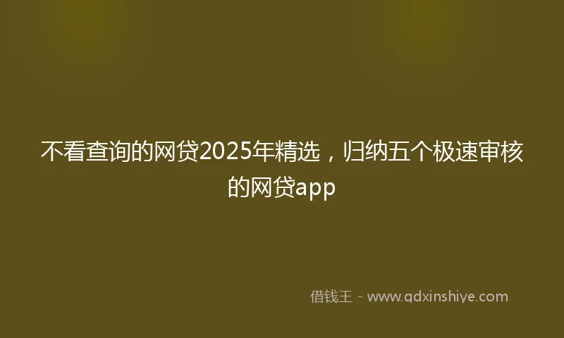 不看查询的网贷2025年精选，归纳五个极速审核的网贷app