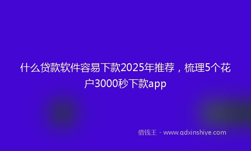 什么贷款软件容易下款2025年推荐，梳理5个花户3000秒下款app
