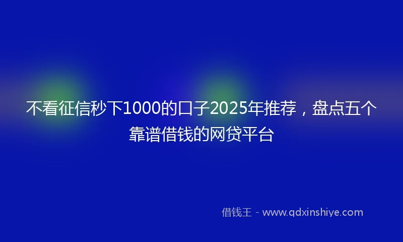 不看征信秒下1000的口子2025年推荐，盘点五个靠谱借钱的网贷平台