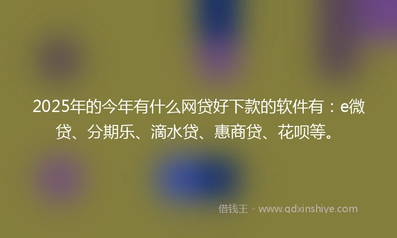 2025年的今年有什么网贷好下款的软件有：e微贷、分期乐、滴水贷、惠商贷、花呗等。