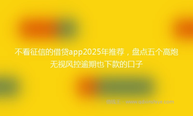 不看征信的借贷app2025年推荐，盘点五个高炮无视风控逾期也下款的口子
