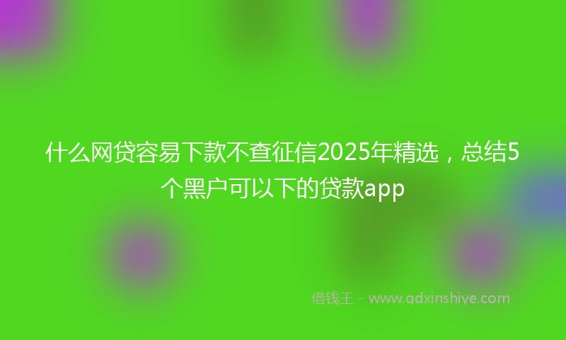 什么网贷容易下款不查征信2025年精选，总结5个黑户可以下的贷款app