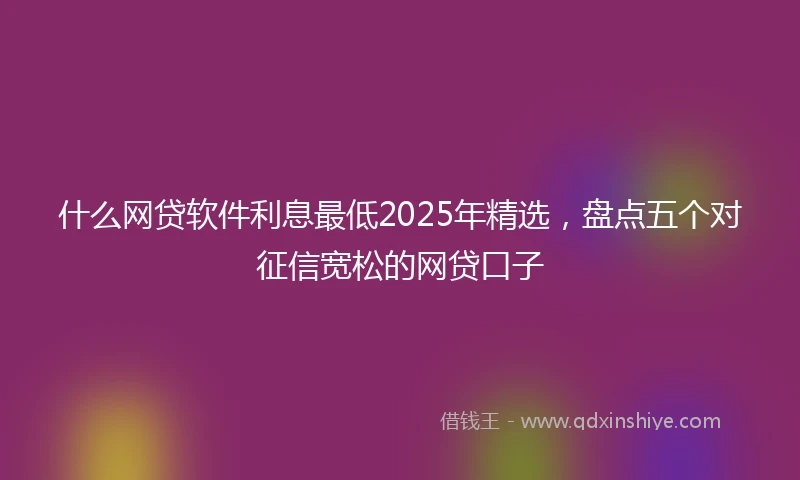 什么网贷软件利息最低2025年精选，盘点五个对征信宽松的网贷口子