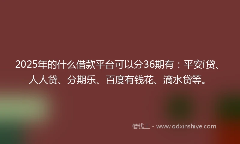 2025年的什么借款平台可以分36期有：平安i贷、人人贷、分期乐、百度有钱花、滴水贷等。