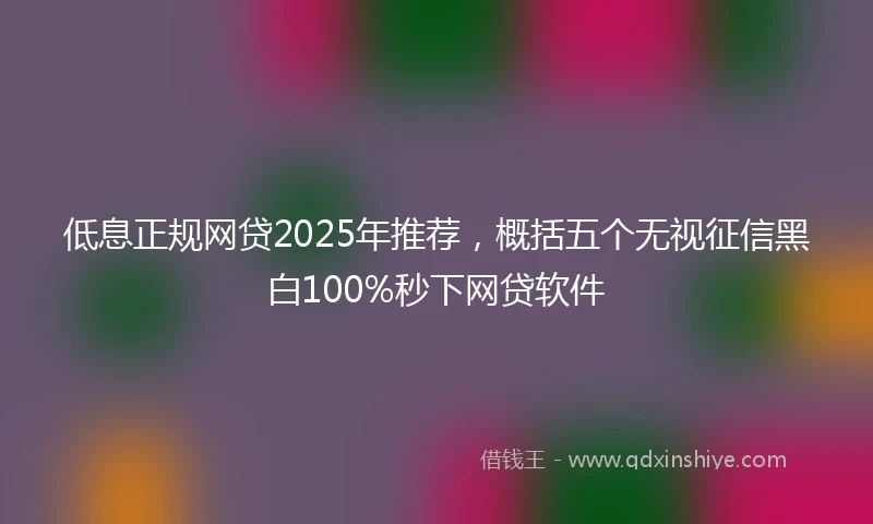 低息正规网贷2025年推荐，概括五个无视征信黑白100%秒下网贷软件