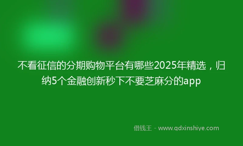 不看征信的分期购物平台有哪些2025年精选，归纳5个金融创新秒下不要芝麻分的app