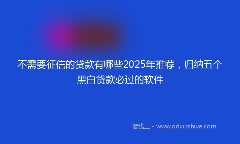 不需要征信的贷款有哪些2025年推荐，归纳五个黑白贷款必过的软件
