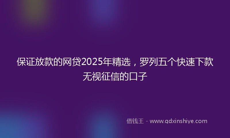 保证放款的网贷2025年精选，罗列五个快速下款无视征信的口子
