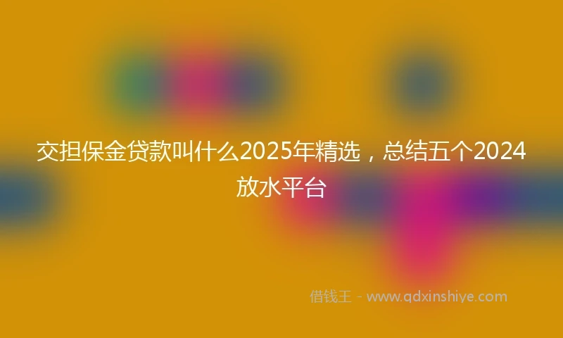 交担保金贷款叫什么2025年精选，总结五个2024放水平台