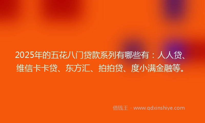 2025年的五花八门贷款系列有哪些有：人人贷、维信卡卡贷、东方汇、拍拍贷、度小满金融等。