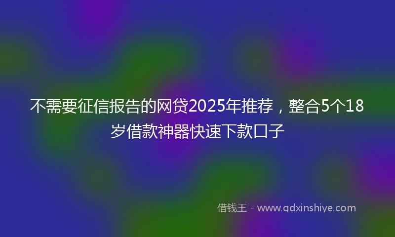 不需要征信报告的网贷2025年推荐，整合5个18岁借款神器快速下款口子
