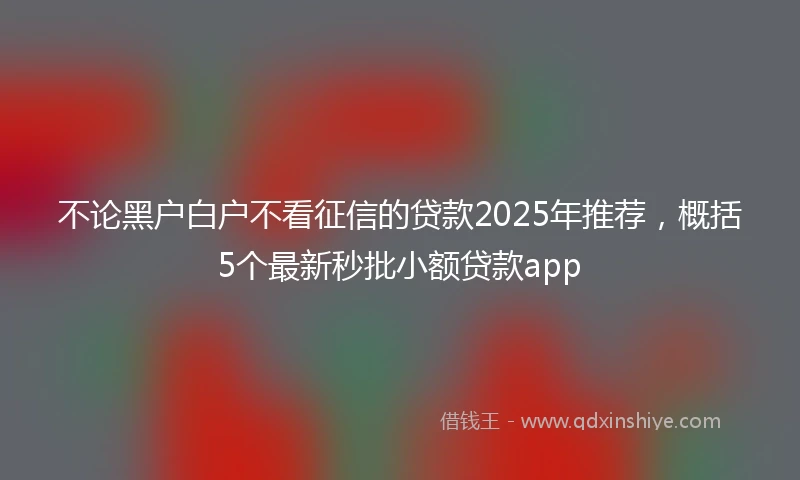 不论黑户白户不看征信的贷款2025年推荐，概括5个最新秒批小额贷款app