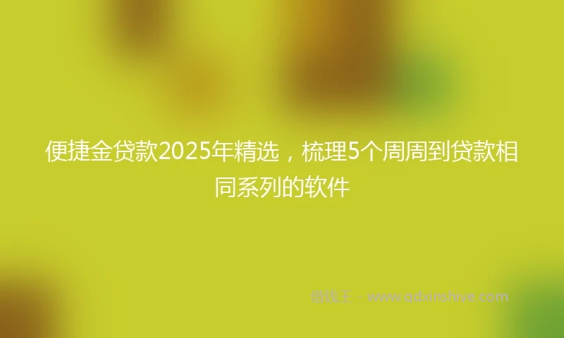 便捷金贷款2025年精选，梳理5个周周到贷款相同系列的软件