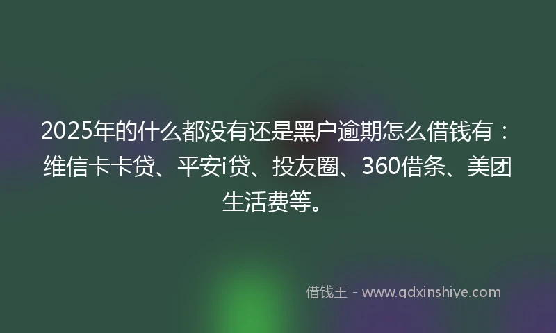 2025年的什么都没有还是黑户逾期怎么借钱有：维信卡卡贷、平安i贷、投友圈、360借条、美团生活费等。