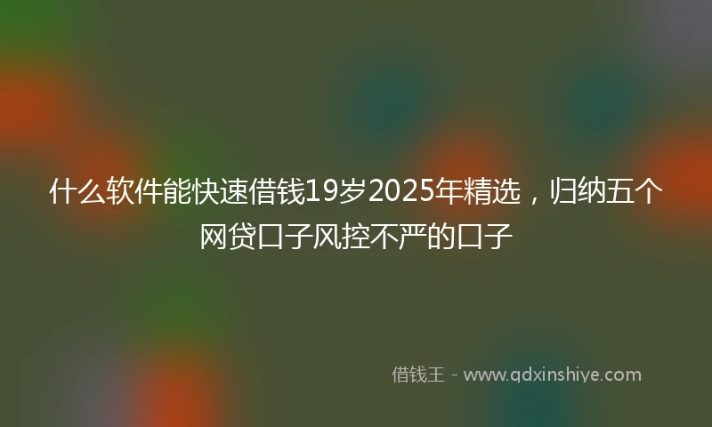 什么软件能快速借钱19岁2025年精选，归纳五个网贷口子风控不严的口子