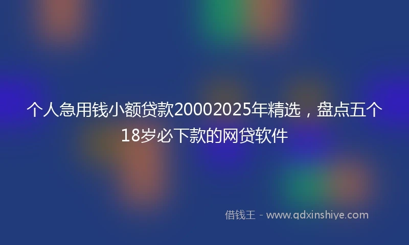 个人急用钱小额贷款20002025年精选，盘点五个18岁必下款的网贷软件