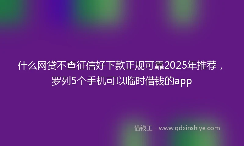 什么网贷不查征信好下款正规可靠2025年推荐，罗列5个手机可以临时借钱的app
