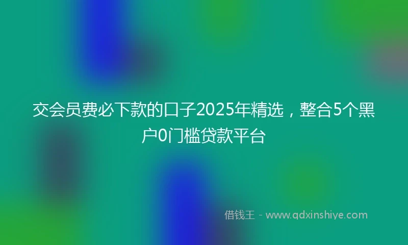 交会员费必下款的口子2025年精选，整合5个黑户0门槛贷款平台