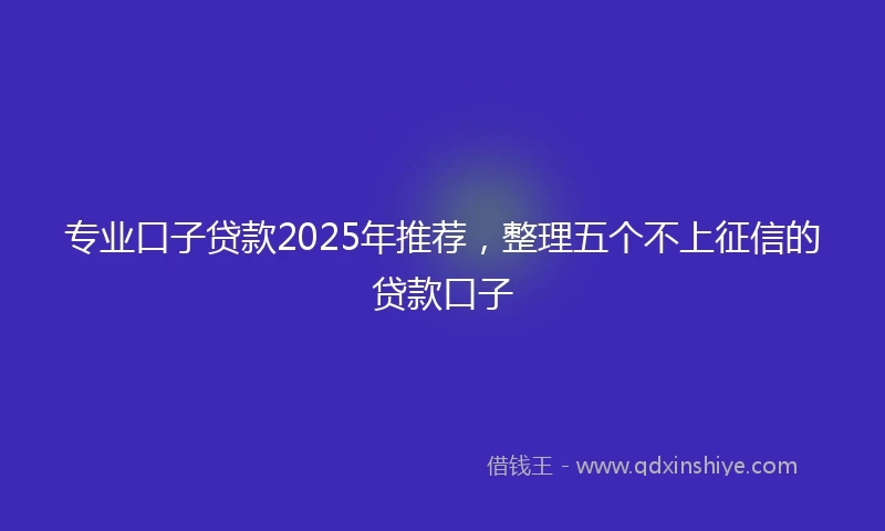 专业口子贷款2025年推荐，整理五个不上征信的贷款口子