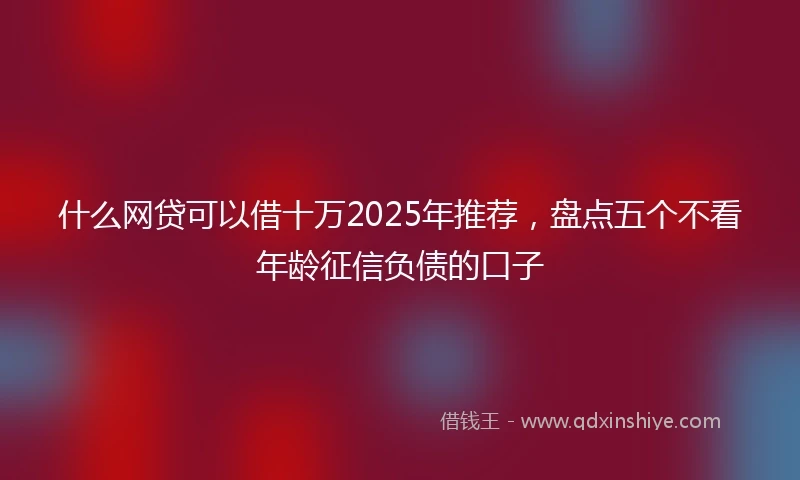 什么网贷可以借十万2025年推荐，盘点五个不看年龄征信负债的口子