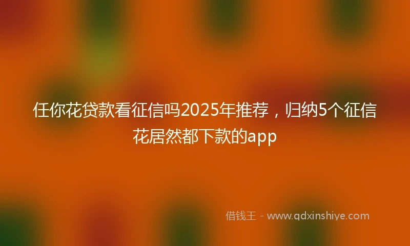 任你花贷款看征信吗2025年推荐，归纳5个征信花居然都下款的app