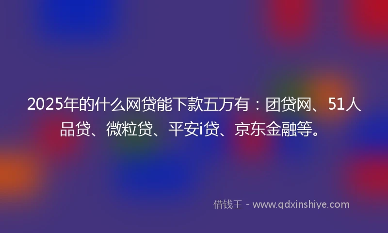 2025年的什么网贷能下款五万有：团贷网、51人品贷、微粒贷、平安i贷、京东金融等。