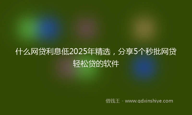 什么网贷利息低2025年精选，分享5个秒批网贷轻松贷的软件