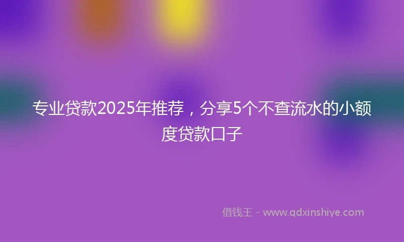 专业贷款2025年推荐，分享5个不查流水的小额度贷款口子