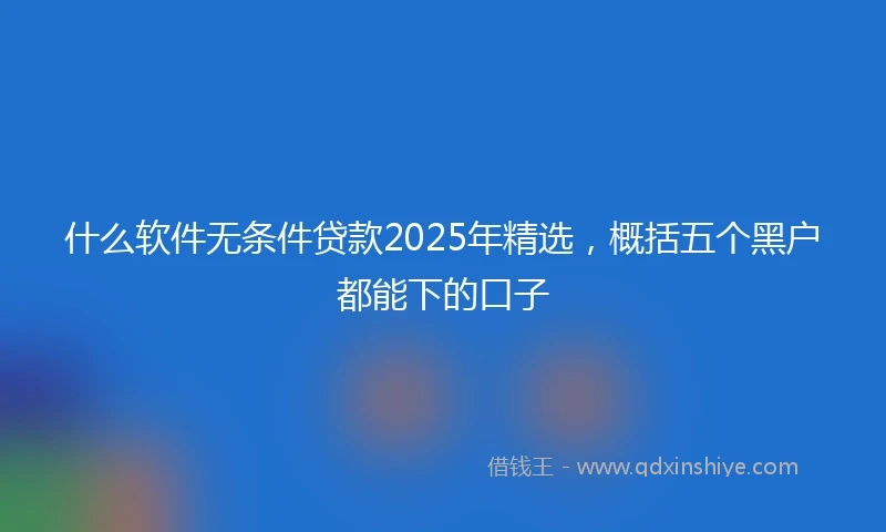 什么软件无条件贷款2025年精选，概括五个黑户都能下的口子