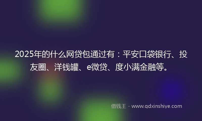 2025年的什么网贷包通过有：平安口袋银行、投友圈、洋钱罐、e微贷、度小满金融等。