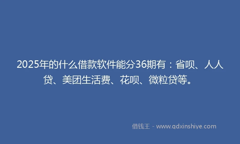 2025年的什么借款软件能分36期有：省呗、人人贷、美团生活费、花呗、微粒贷等。