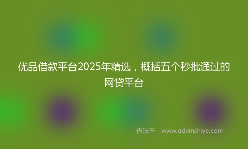 优品借款平台2025年精选，概括五个秒批通过的网贷平台