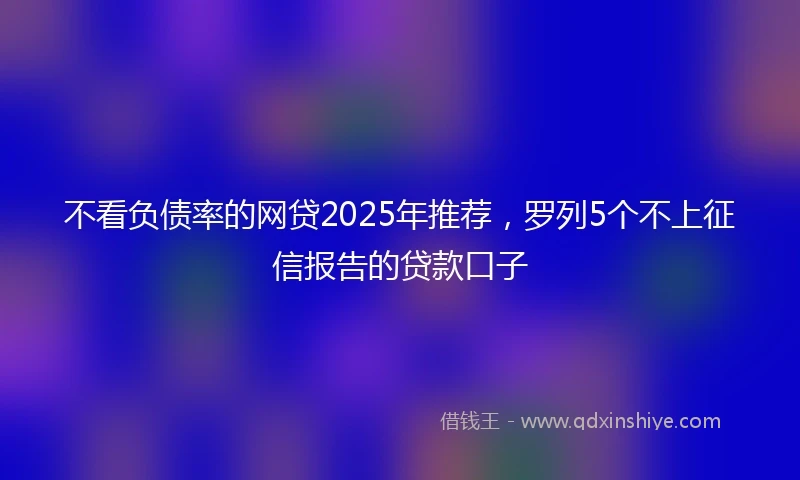不看负债率的网贷2025年推荐，罗列5个不上征信报告的贷款口子